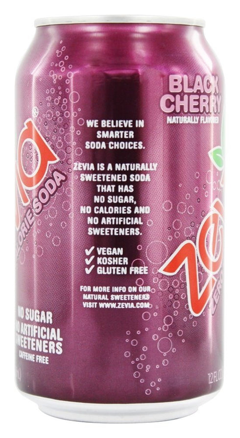(4x6/12 OZ) Zevia Natural Black Cherry Diet Soda