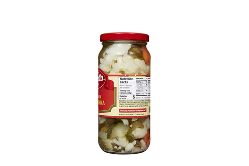 16 Oz Pack 6 Mezzetta Italian Mix Giardiniera Chicago Style - Hot Giardiniera with Carrots, Celery, Cauliflower