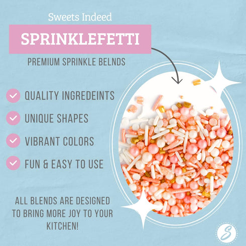 Sweets Indeed Sprinkles - Peach Rose Gold Edible Sprinkle Mix for Cake Decorations, Baking, Ice Cream, Cookies