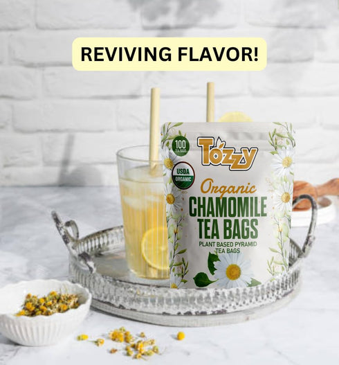 Tozzy Organic Chamomile Tea - 100 Bags | Pure Plant-Based Ingredients | Eco-Conscious Packaging