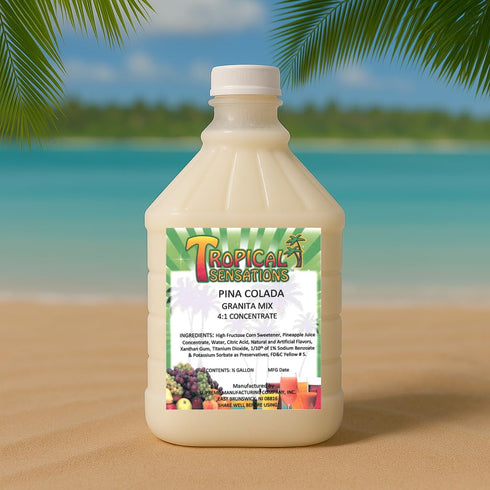 64 oz Frozen Tropical Sensations Pina Colada Granita Slushie Mix Bottle Non-Alcoholic Drink Mix for Slush Machines