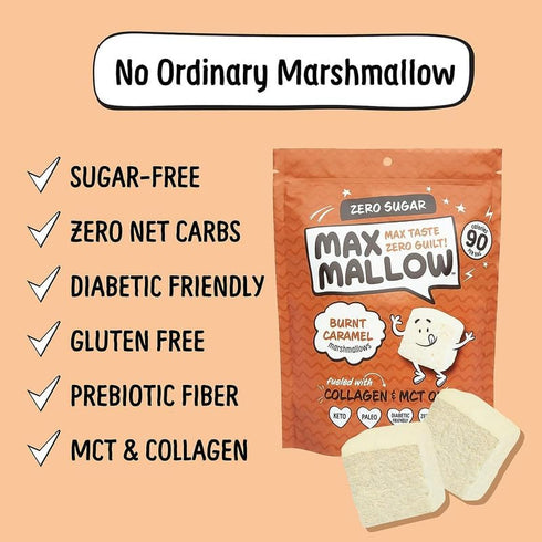 6 Pack Max Mallow Sugar Free Marshmallows - Keto Friendly, Perfect for S'mores, Hot Chocolate, and Baking with Zero