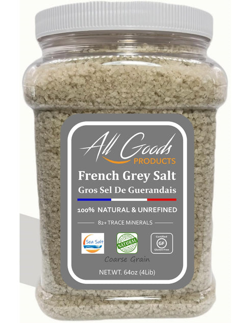 All Goods Mineral Organic Grey Sea Salt 4 lb Coarse Jar, 82