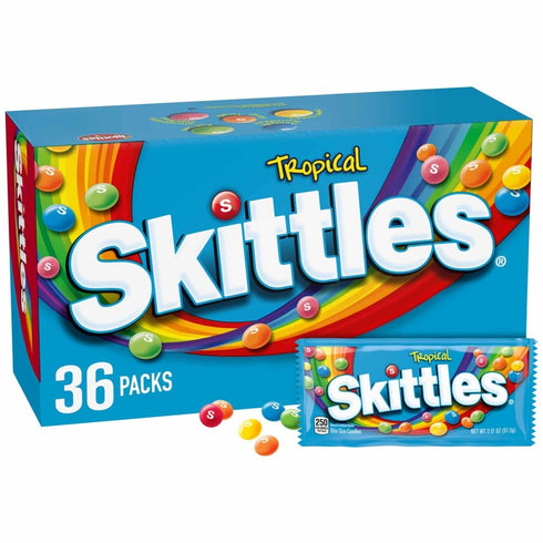 SKITTLES Candy, Tropical Bulk Candy 2.17-Ounce, 36 Packs of Individually Wrapped Candy