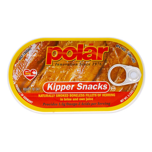 3.53-Ounce (Pack 12), 90% MW Polar Herring, Kipper Snacks, of Less Sodium, Ready to Eat Canned Fish, Good Source