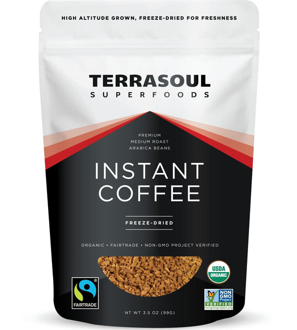 Terrasoul Superfoods Organic Freeze-Dried Instant Coffee, 3.5 oz - Fairtrade | Arabica