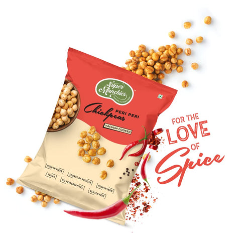 (10, Super Munchies Vacuum-Cooked Peri Peri Chickpeas Plant Based Protein, High in Fiber & Iron, Vegan, Gluten-Free