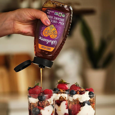 24-Ounce 100% 1 Pack Wholesome Sweeteners Organic Raw Unfiltered Honey Bottle, Pure, Fair Trade Certified, Non GMO