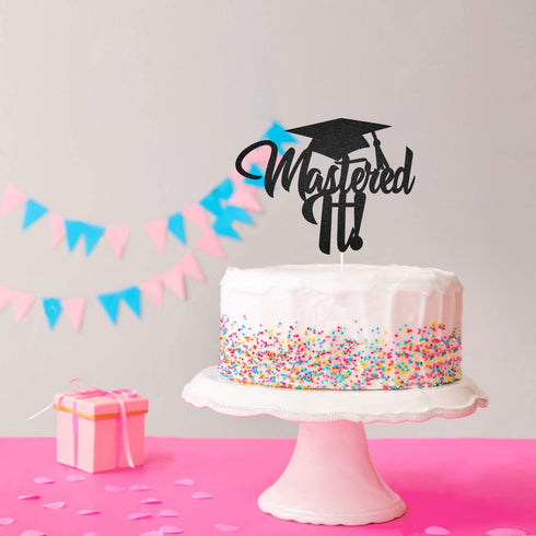 Mastered It Cake Topper - 2021 High School Graduation Cake Decor, College Graduation Party Supplies