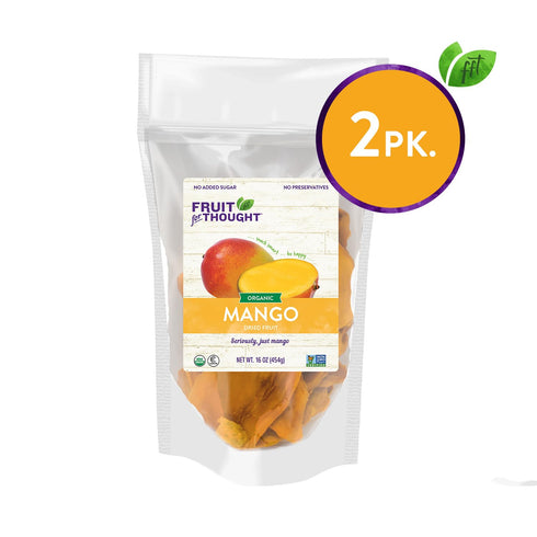 Packs 16 Pack 2 Fruit for Thought Organic Dried Mango | Dried Fruit Snack Ideal for the Family | No Sugar Added | At
