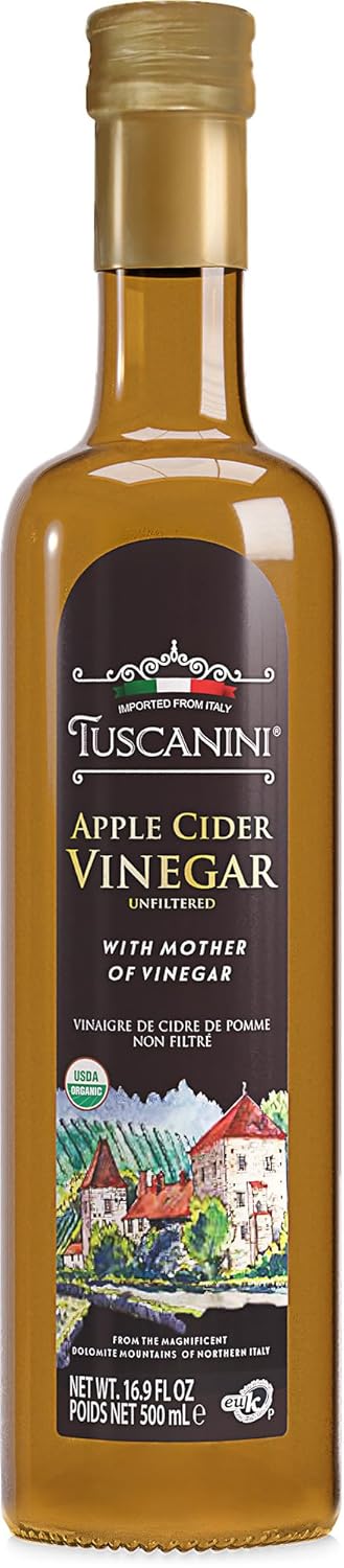 Tuscanini Italian Organic Unfiltered Apple Cider Vinegar with the Mother, 16.9oz, Premium