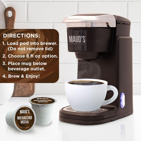 18ct Maud's Chocolate Mocha Cappuccino Coffee Pods, - Mochaccino Mocha Flavor - Made with Gourmet Arabica Coffee, Pods