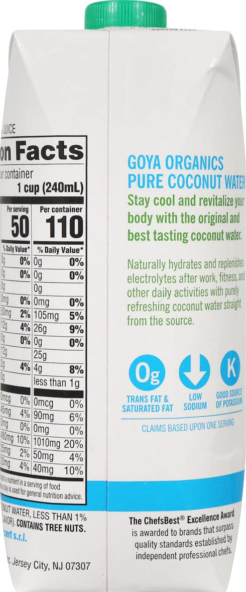 100% 16.9 oz (Pack 6) Goya Organic Pure Coconut Water, Fl
