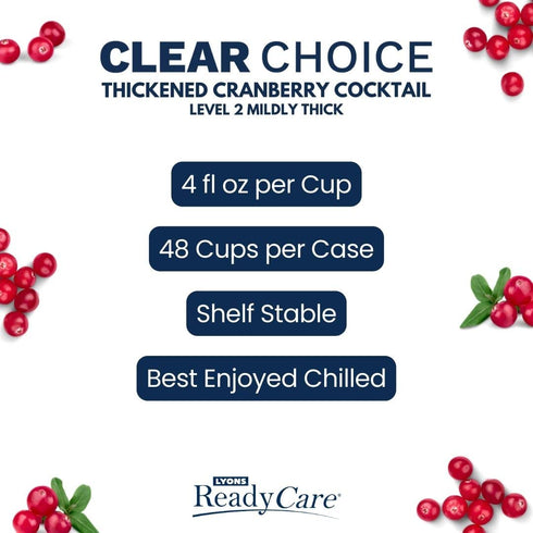 2 4 oz (48 Pack) Lyons ReadyCare Thickened Cranberry Cocktail for Dysphagia & Swallowing Difficulty - Nectar