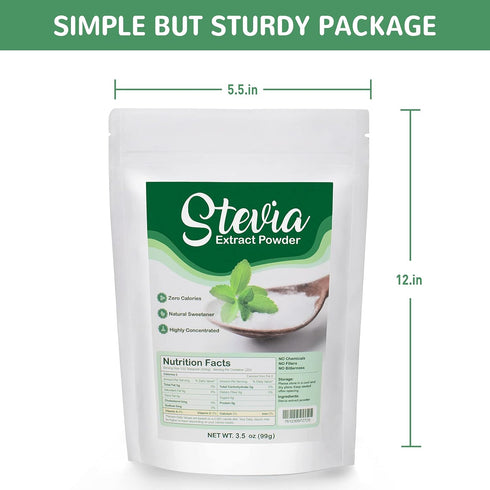 CCnutri 3.5oz(99g), Stevia Pure Stevia Powder Sweetener Premium Sugar Substitute-No Fillers, No Bitterness, Zero