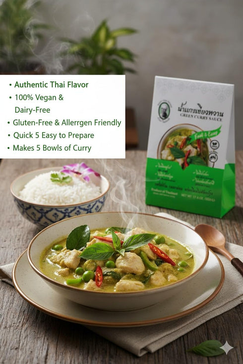 Spicy Thai Green Curry Sauce by Narin's Thai Kitchen - Quick Meal with Basil & Lemongrass
