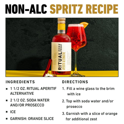 25.4 Oz (750ml) RITUAL ZERO PROOF Aperitif Alternative | Award-Winning Non-Alcoholic Aperitivo & Vermouth Spirit | Fl |