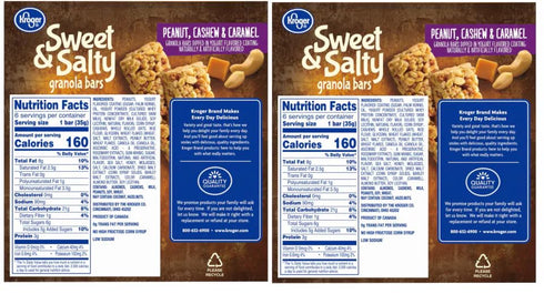 Generic Pack Of 2 Sweet & Salty Peanut Cashew & Caramel Granola Bars