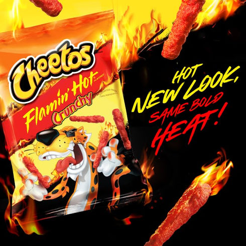 1 (Pack 40) Cheetos Cheese Flavored Snacks, Flamin' Hot Crunchy, Ounce
