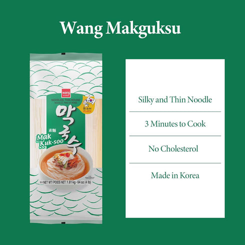 63.49 Oz Wang Makguksu, Korean Dried Noodle, Silky and Thin Wheat Noodle, Janchi Guksu, Bibim Guksu Simple and Savory