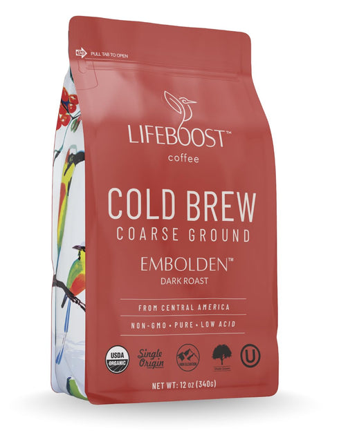 Lifeboost Dark Cold Brew Coffee - Single Origin Non-GMO USDA Organic Low