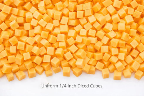 5 lb 1/4 Inch Prompt Prep High Temperature Diced American Cheese, Bulk Bag | Cubes | Mild Flavor | Ideal for Grilling