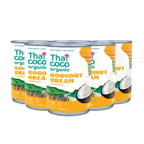 Thai Coco Organic Coconut Cream Full Fat Unsweetened Heavy Cream 13.5 fl