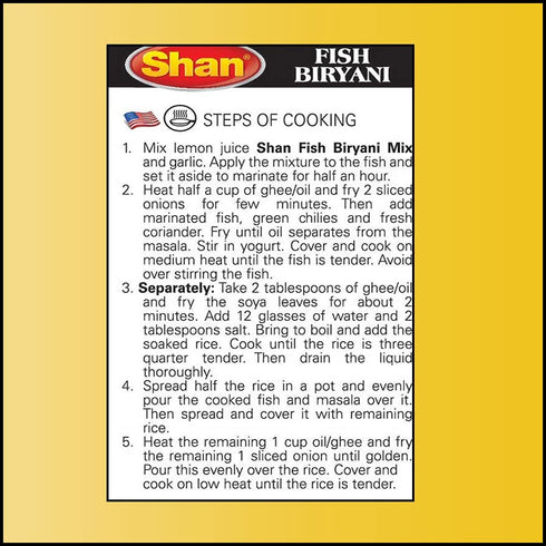 Shan Fish Biryani Recipe and Seasoning Mix 1.76 oz - Spice Powder for Spicy Fish Layered Pilaf - Suitable for
