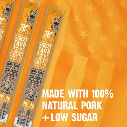 100% 8g 10 Count Righteous Felon Meat Sticks | Pasture Raised Pork | Protein per Stick | Keto, Gluten-Free, Low Sugar