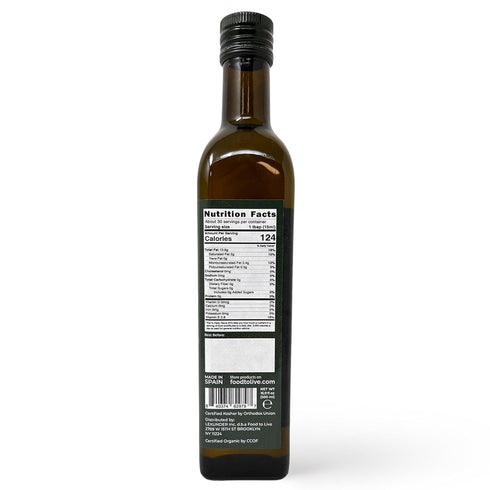 16.9oz (500ml) (Pack 2) Food To Live Organic Extra Virgin Olive Oil, Cold-Pressed. Polyphenol Rich. Non-GMO. Glass