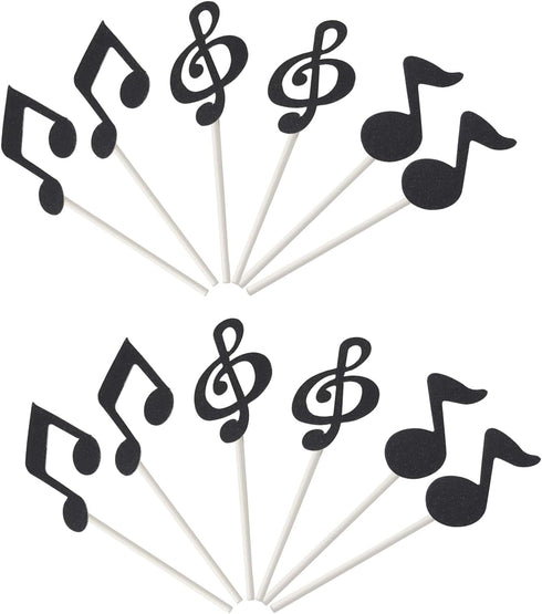 Honbay " 48PCS Glitter Music Notes Cupcake Toppers Musical Symbols Cake Toppers Fruit