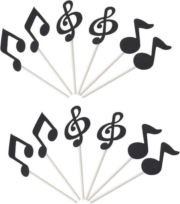 Honbay " 48PCS Glitter Music Notes Cupcake Toppers Musical Symbols Cake Toppers Fruit