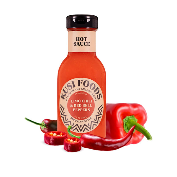 Kusi Foods Peruvian Hot Sauce, 8.5 oz - Limo Chili & Red Bell Peppers, Natural Ingredients