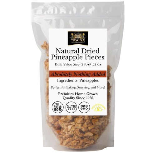 Traina Home Grown Dried Natural Pineapple Pieces No Sugar Added, Non-GMO, Gluten-Free,