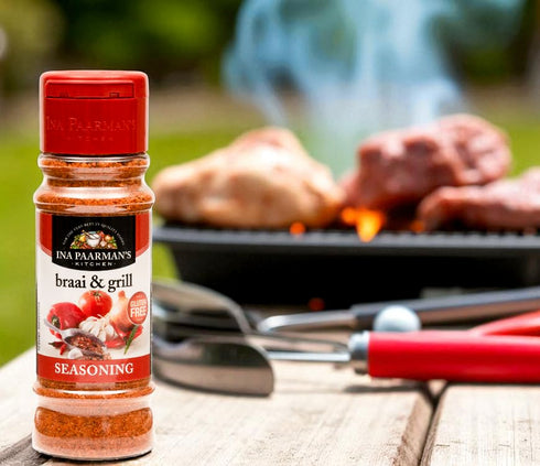Ina Paarman 6.75 oz | Braai & Grill Seasoning | | Award Winning | Pairs with Beef, Lamb, Chicken, Pork, Fish, Veg | BBQ