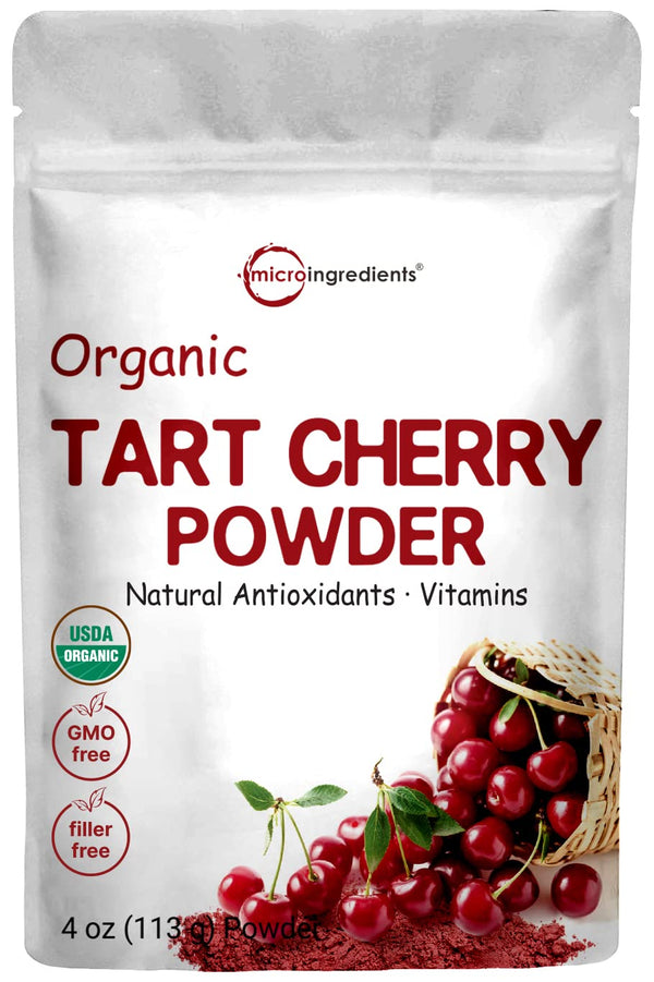 Organic Tart Cherry Powder, 4oz | 100% Natural Fruit Powder, No Sugar & Additives, Non-GMO & Vegan Friendly