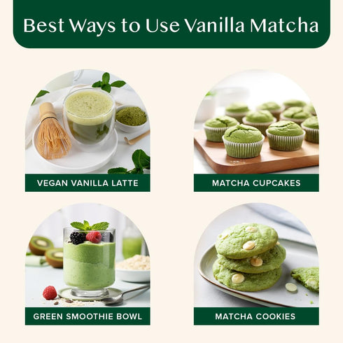 VAHDAM Vanilla Matcha Green Tea Powder - 1.76oz, Pure Madagascar Vanilla + Premium Japanese Matcha