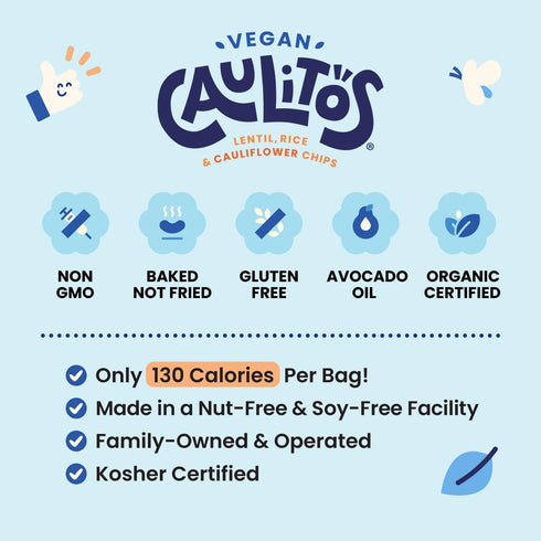 15 Pack (15 oz, Caulitos | Lentil, Rice & Cauliflower Chips | Organic, Gluten-Free, Non-GMO, Kosher, Nut-Free, Baked
