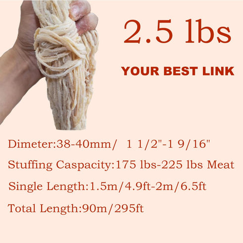 2.5LBS 100% 175 LBS 225LBS Natural Hog Casings for Home Make Sausage, Makes to Sausages, Great for Ideal Sausage Casing