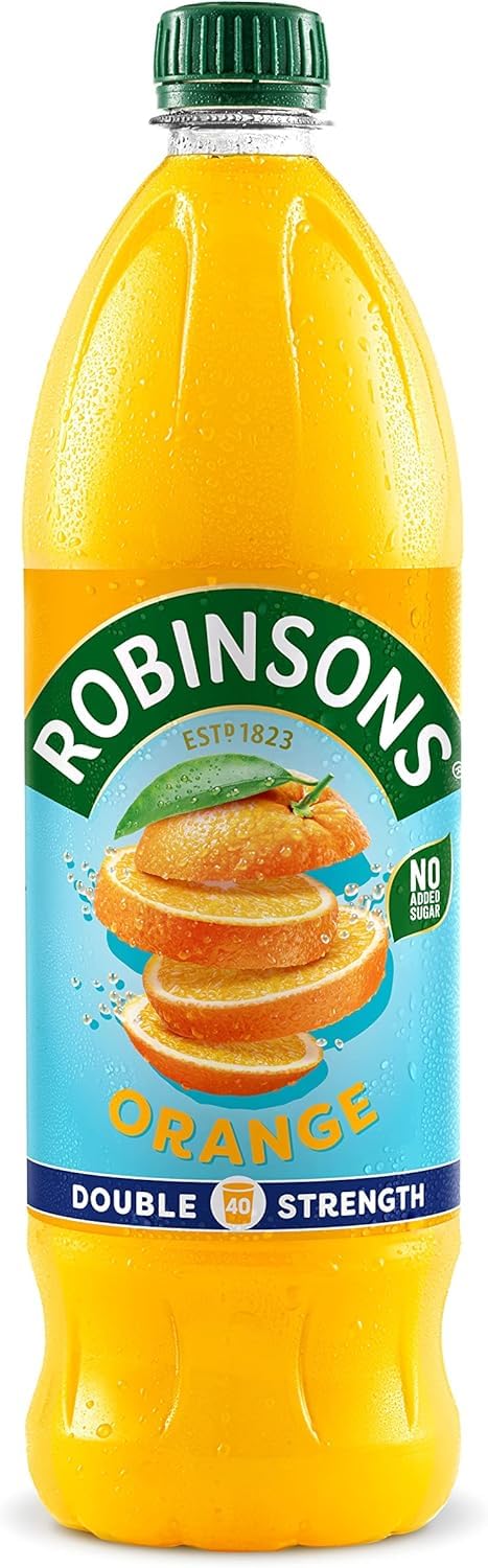 Britvic 1000ml (Pack 2) Robinsons Double Strength Orange No Added Sugar Fruit Squash