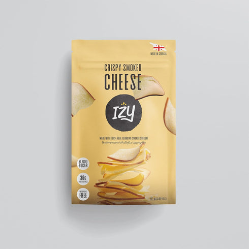 IZY Crispy Smoked Sulguni Cheese Chips 100% Natural, Keto-Friendly, Gluten-Free Snack Freeze-Dried 90g