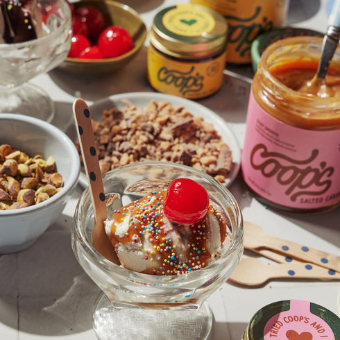 (2- Pack): 10 Coop's Original Hot Fudge & Salted Caramel Sauce Gourmet, All Natural, Handcrafted, Gluten Free, Non-GMO