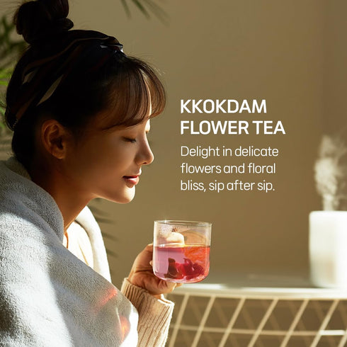 Set 5 Pack KKOKDAM Premium Flower Korean Tea Stick Gift - Handcrafted Blooming Herbal Tea Variety in Glass Tubes