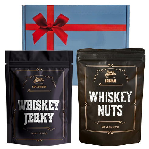 Whiskey Nuts & Whiskey Jerky Gift Set Maple Bourbon Beef Jerky +