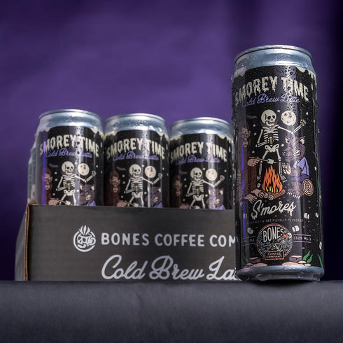 12 Pack 11 Oz Bones Coffee Company S'mores Iced Coffee Latte - S'mores Flavored Canned Coffee Drink - Cans - Each