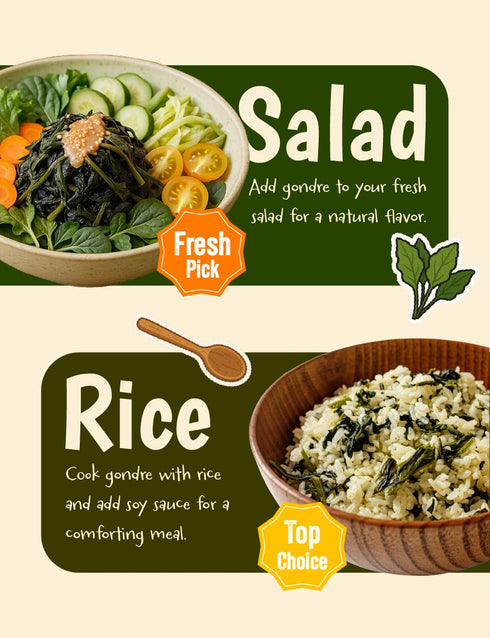 3.5 oz (100g), setidens), NICE WITCH'S Dried Gondre Leaves Korean Mountain Vegetable (Cirsium Bibimbap, Rice & Soup
