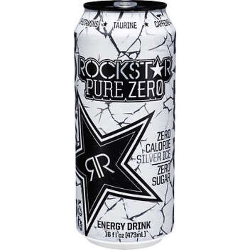 FOXCUP Rockstar Pure Zero Silver Energy Drink, 16 Ounce (8 Cans)
