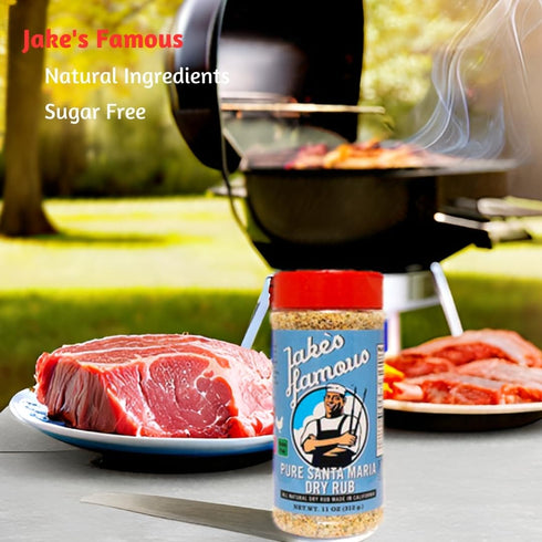 Jake's Famous Foods 11 Oz, (Pack 1) Jake's Famous Pure Santa Maria Seasoning, Grill Seasoning, Tri Tip, Steak, Pork