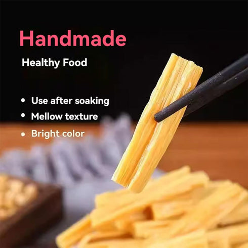 JIDUQIU 10.58OZ/ 300g Dried Tofu Skin Strips, Bean Curd Strips, Soy Tofu Strips for Stir-fry, Hot Pot, Soup, Cold