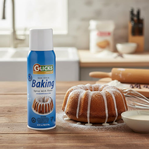 Glicks 14 oz (2 Pack) Baking Spray with Flour, | Non-Stick Cooking Oil Spray | Kosher